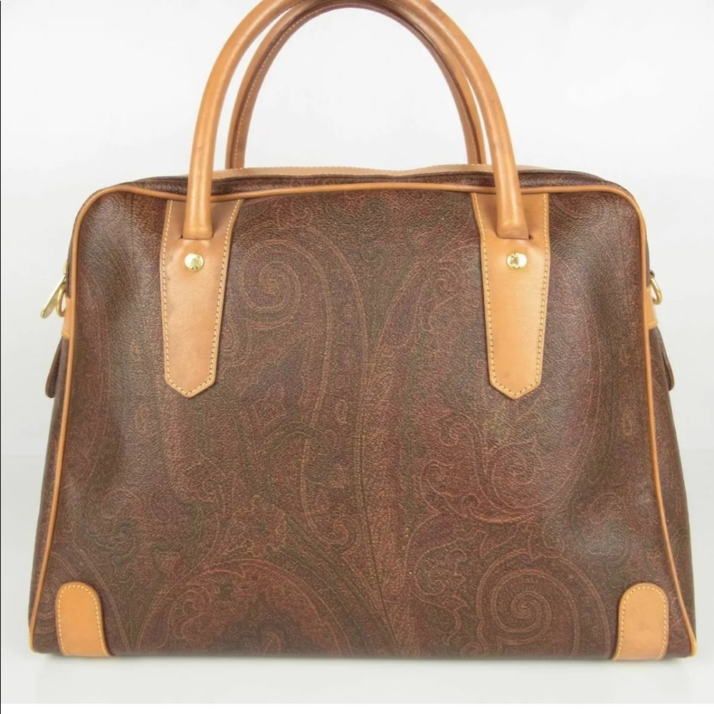 VINTAGE ETRO Logo Boston Hanbag Paisleys Made In Italy